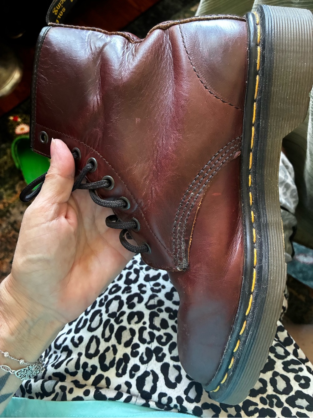 Dr. Martens Oxblood Leather 8-Eye Lace-Up Combat Boots - Picture 8 of 14